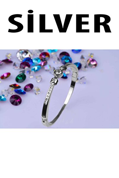 OGHAMAY Silver Color Big Stone Handcuff Bracelet 760