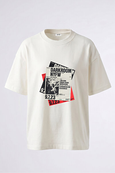 Anetos Tricou oversize alb din bumbac cu imprimeu pe spate DARKROOM NYFW Design