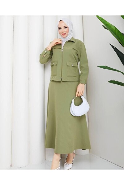 Nursay Oysho Set with Zipper Detail and Bottom and Top Skirts