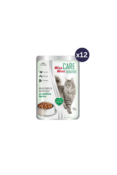 MIAU MIAU Hrană umedă pentru pisici adulte sensibile cu ficat 12x85g