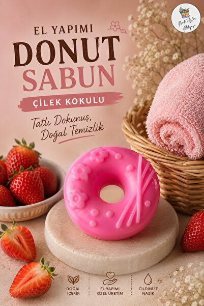 renkli izler atölyesi Strawberry Dream Donut Soap – Powder Tale (1 Piece)