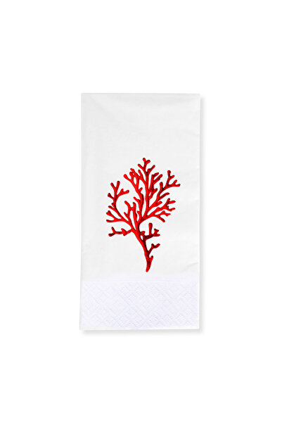 Story 33X33 cm Red Foil Seaweed Marine Patterned 16-Piece 1/8 Fold White Colo...