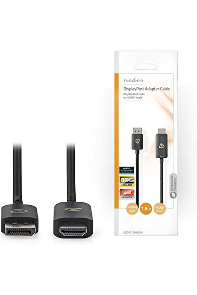 Nedis Καλώδιο DisplayPort αρσενικό - HDMI αρσενικό 1.8μ Μαύρο (CCGP37108BK18)