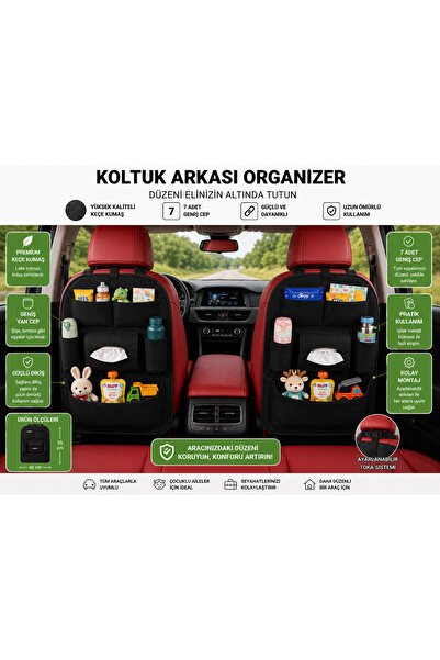 TUMKE Araç İçi Koltuk Arkası Organizer Bagaj Düzenleyici Oto Aksesuarı Çanta Oto Koltuk Arkası Düzenleyici
