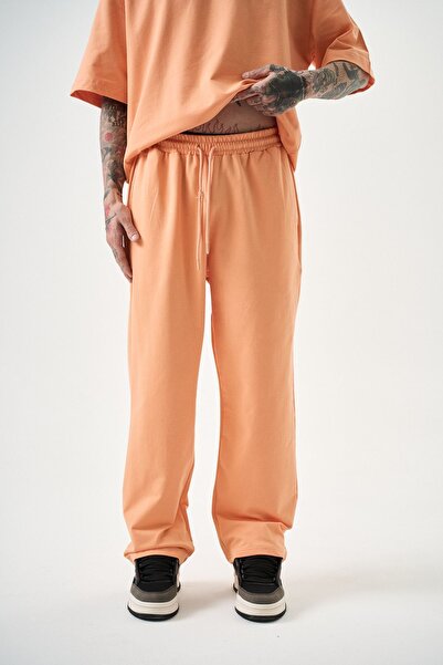 Respire Pantaloni de trening largi de bază, culoarea piersicii