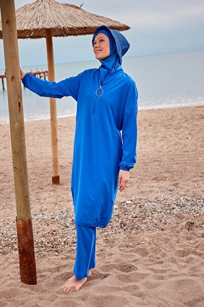 Marina Swimwear Set costum de baie complet acoperit cu hijab Saks 4 piese – M...