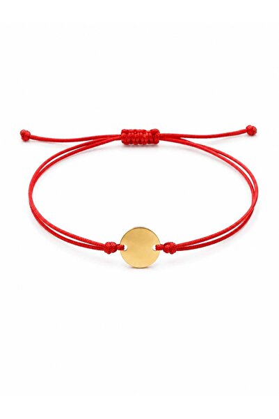 Fara brand Brățară cu șnur roșu și element bănuț din aur galben 14k