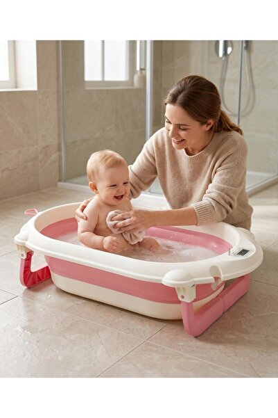 Bonfino Snug Temp Control Foldable Baby Bathtub with Built-in Digital Thermom...