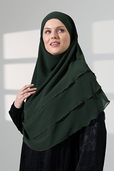 ihvan online Hijab Chiffon Veil Three-Layer Oval Souffle Khimar, Practical Hi...