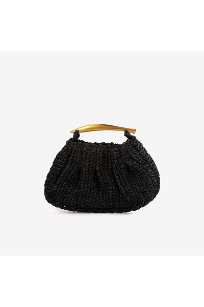 KEMAL TANCA Kadın Çıtçıtlı Siyah Hasır El Çantası NWC-1058