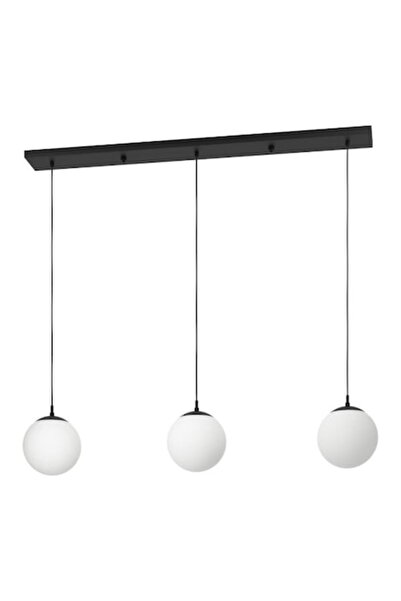 Cojom Candelabru Globus S3NAB, lemn negru, abajururi din sticlă albă mată, 3XE27