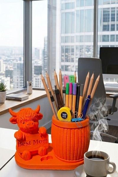 Küp Atölye Best Mom Pen Holder and Makeup Brush Organizer Orange