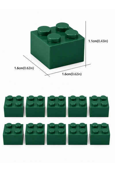 ThinkMaster 100 Pieces Single Color Green 2X2 Compatible Part Compatible with Classic and City