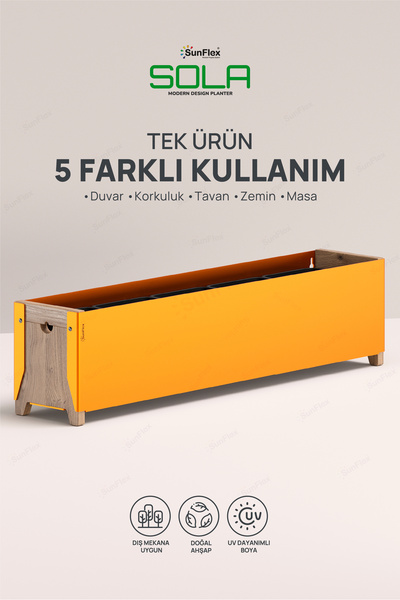 SUNFLEX Sola 80 cm Duvar Çiçekliği Metal ve Ahşap