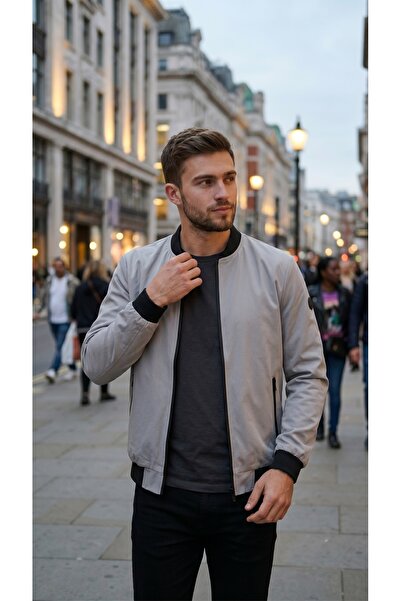 PIQUE Men's coat ribbed detail lycra men's coat