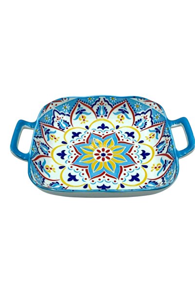 Ceramica Martinescu Tava din ceramica cu doua manere, albastra , pentru servi...