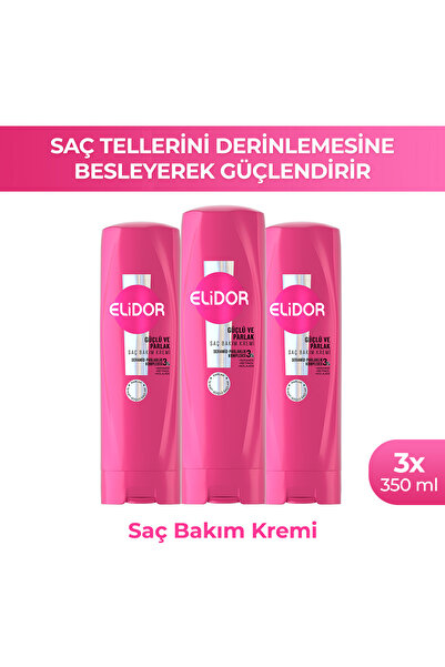 Elidor Saç Bakım Kremi Güçlü ve Parlak 350 ml x3