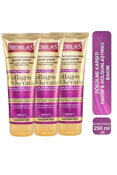 Bioblas Keratin & Kolajen Onarıcı Dolgunlaştırıcı Saç Bakım Kremi - İnce ve Y...