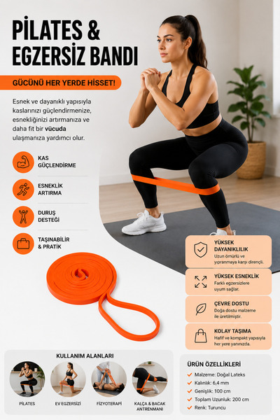 Blpb-6,4 Orange Latex Güç Bandı Turuncu 6,4 Mm