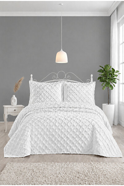Bonny Home Cream Double Bohemian Pique Set Seasonal 240X250 Bedspread Set Roz...