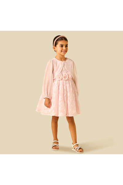 ELIGO Round Neck Sleeveless Dress with Bolero Jacket