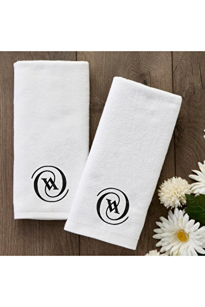 Ursa V Letter Embroidered Decorative Kitchen and Bathroom Towel 2 Pieces 30X50
