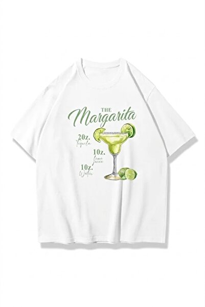 Violon Margarita Printed White Unisex Oversize T-Shirt