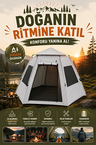 Vadi Geniş Aile Kamp Çadırı Su Geçirmez Çok Kişilik Outdoor ve Glamping Çadırı