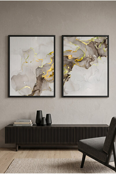 Jasmine Art Liquid Gold Diptych Set of 2 Islamic Wall Art | Framed Canvas Pri...