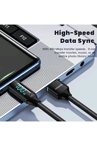 Toocki 100W USB Type C Cable with LED Display - Super Fast Charging & Data Sync Cable*