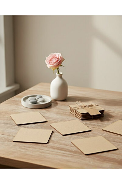 ih ihra Set of 6 Wooden Square Coasters - Raw Mdf Paintable Decorative Hobby ...