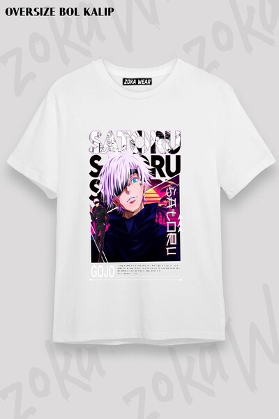 ZOKAWEAR Unisex Loose Fit Jujutsu Kaisen Gojo Satoru V13 Printed T-Shirt