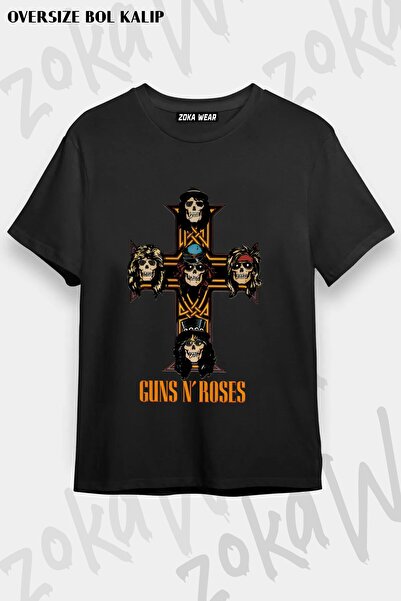 ZOKAWEAR Unisex Loose Fit Guns N Roses V46 Printed T-Shirt