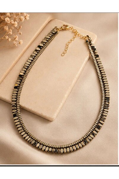 KARE ACCESORIES Noir Shine Double Row Antique Yellow Necklace