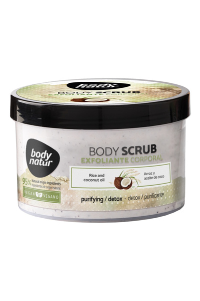 Body Natur Exfoliant pentru corp orez si ulei de cocos, detox, purificator, B...