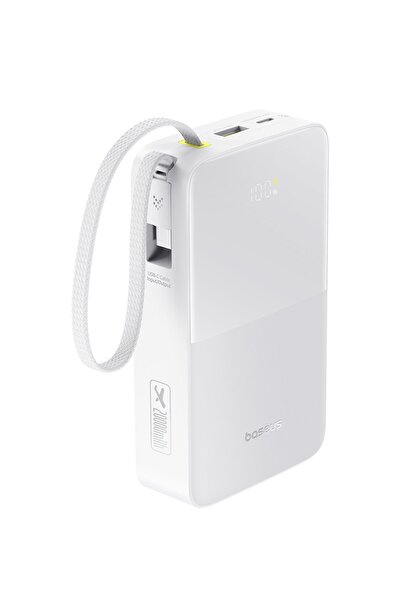 Baseus EnerFill Bipow 2 Pro 20000mAh 22.5W Power Bank cu cablu USB-C, Alb
