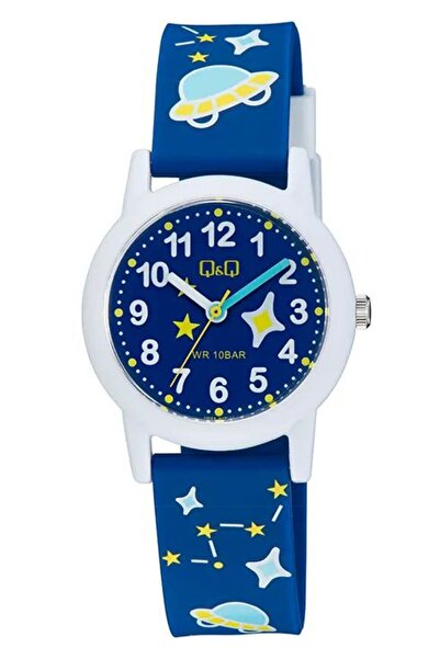 Q&Q Children's Blue Silicone Cord Patterned Dial Wristwatch 2 Years Warranty
