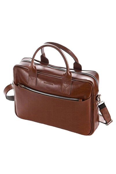 Brødrene Geanta laptop, Brodrene, Piele naturala, 15,6", 29x40x9 cm, Maro