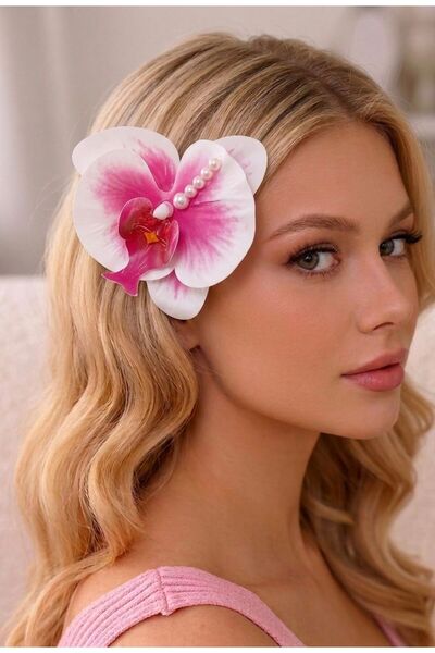 YoncaBiju Aloha Orchid Flower Pearl Detailed Pens Buckle
