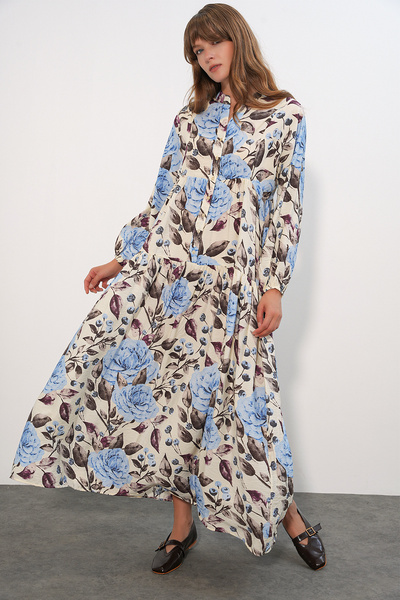 Bigdart Women's Lilyum Fabric Long Hijab Dress 2593 - Light Blue