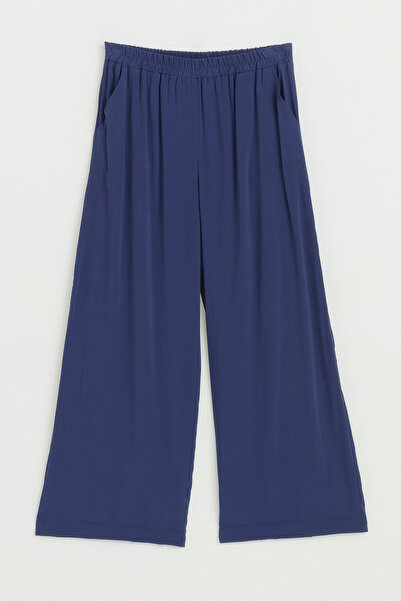 Nihan Plus Size Modal Trousers Tunic Set - Navy Blue