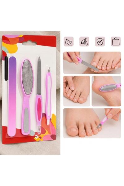 3B Trend 4-Piece Foot Care and Pedicure Set - Heel File, Nail File, Cuticle P...