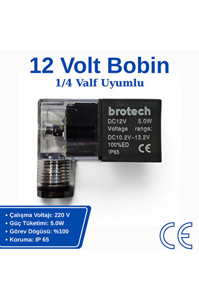 BROTECH 1/4 DC12V Valf bobini - DC12v bobin - Pnömatik valf bobini - 12 volt ...