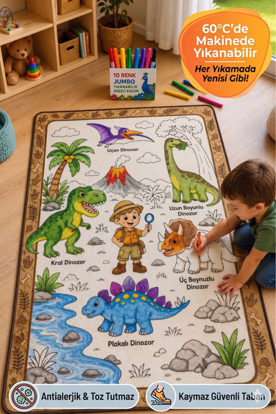 NEV KIDS Eğitici Yıkanabilir Tekrar Boyanabilir Çocuk Odası Oyun Matı Boyama ...