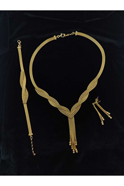 Ulubay gümüş Altın İşçilğinde Gümüş İthal Set 925 Ayar (Gerdanlık Bileklik Ve...