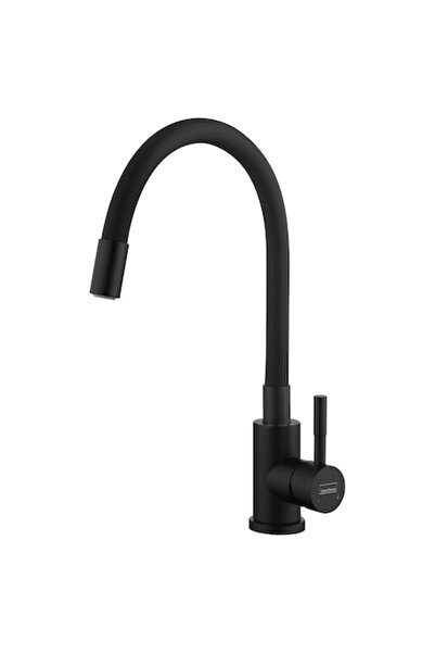 CASABLANCA Baterie bucatarie Twist, corp inox, pipa flexibila silicon neagra