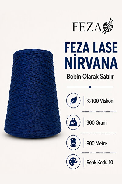 Feza Lase Nirvana %100 Viskon Bobin Örgü İpi 300 gr 900 Metre - El Örgüsü, Ça...
