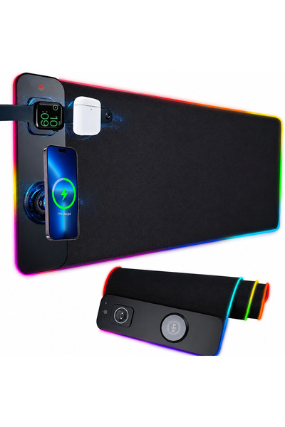 FLEXON Mouse Pad Gaming RGB cu Încărcare Wireless 3 în 1, Încărcare Rapidă 15...