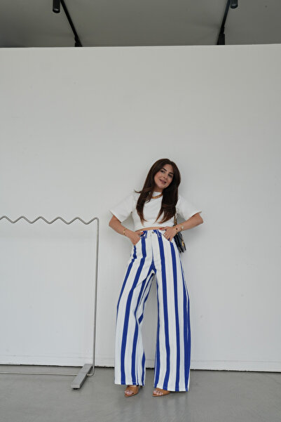Özge Özgenç Striped Straight Fit Jean