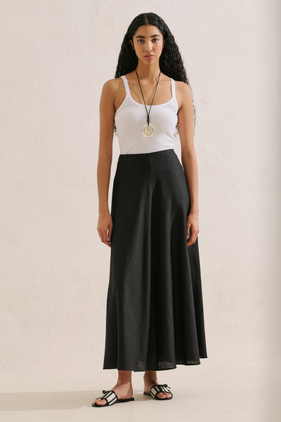 Manuka Linen Volanli Skirt Black